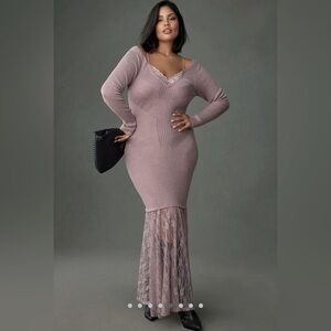 Anthropologie new lace knit maxi sweater dress with tag size xs